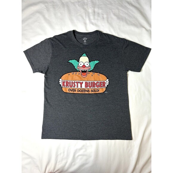 The Simpson's Krusty The Clown "Krusty Burger" T Shirt Grey Large SKU LRC2-0 - Picture 1 of 7